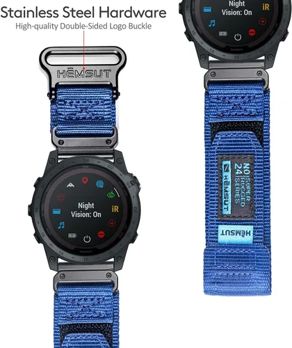 Vista 5 de Compatible con la correa de reloj Garmin, correa deportiva de nailon súper resistente con diseño de bucle tejido