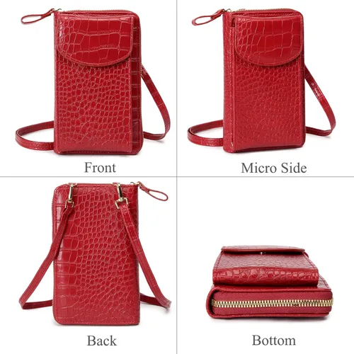 Vista 3 de Bolso cruzado pequeño para teléfono celular, cartera con tarjetero y ranura para tarjetas