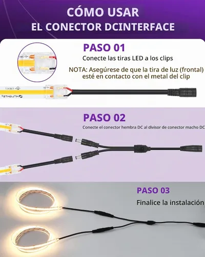 Vista 7 de HitLights El kit de conector de tira LED de 2 pines y 0.394 in incluye conector sin huecos, conectores de puente, conector de coleta, hembra de CC