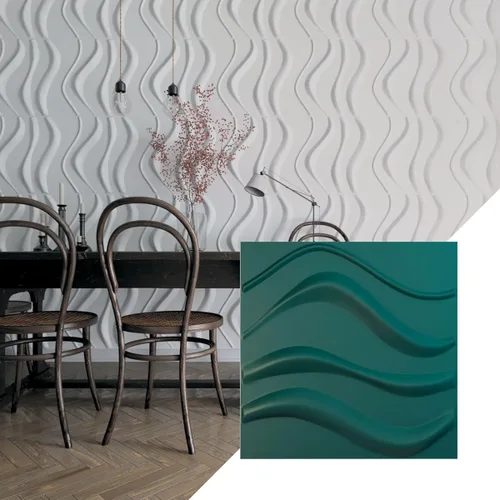 Vista 15 de Ekena Millwork 19 5/8 pulgadas de ancho x 19 5/8 pulgadas de alto Wave EnduraWall Panel decorativo de pared 3D, aluminio (cubre 2.67 pies cuadrados).