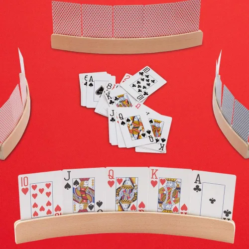 Vista 8 de GSE Set of 4 Curved Wooden Playing Cards Holders Racks Trays