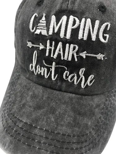 Vista 2 de MANMESH HATT Camping Hair Don't Care Ponytail Hat Vintage Washed Distressed Baseball Dad Cap for Women