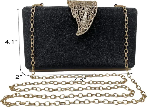 Vista 2 de Cirilla Bolso de noche de la PU de las mujeres bolso de embrague Crossbody bolso con hoja estilo flip lock para boda cóctel banquete
