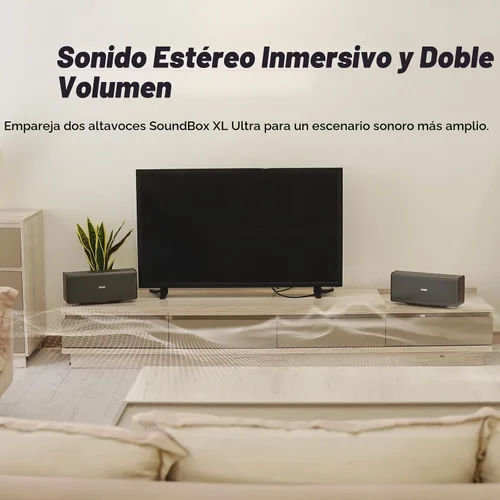 Vista 5 de DOSS Altavoz SoundBox Ultra Bluetooth, audio de 2.1 canales, graves Dorado