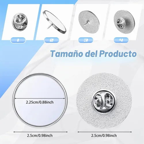 Vista 2 de Zeyune 100 botones de sublimación en blanco con alfileres, pines de solapa de sublimación de 0.98 pulgadas, botones en blanco, kit de placa