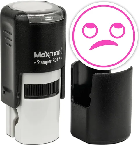 Vista 90 de MaxMark Sello de Emoji Autoentintado Redondo - Enojada - Tinta Negra