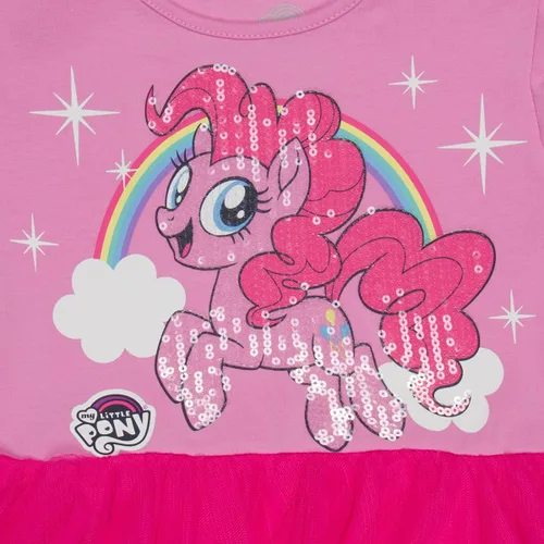 Vista 3 de My Little Pony Vestido - Vestido de fiesta de lentejuelas Pinkie Pie para niñas pequeñas y grandes 4-16