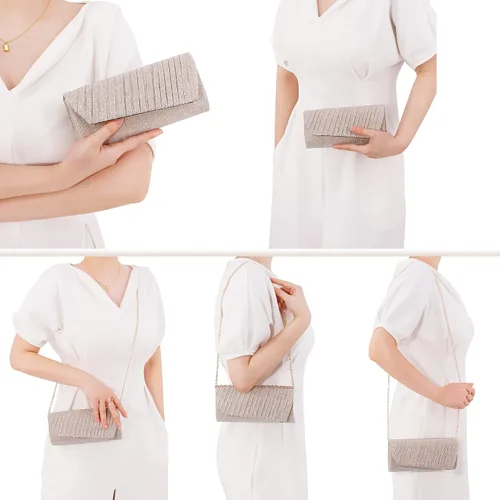 Vista 5 de Naimo - Deslumbrante bolsa pequeña de solapa, con cadena desmontable para eventos nocturnos.