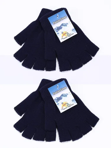 Vista 5 de SATINIOR 2 pares de guantes unisex de medio dedo para invierno, elásticos, sin dedos, talla común