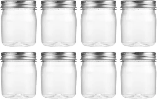 Vista 20 de Novelinks - Tarros de plástico de 8 onzas y tarros de plástico transparente con tapas, 8 onzas 8 Pack, Black, Plastic Containers with Lids, Small
