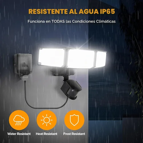 Vista 5 de LUTEC Luces para exteriores con sensor de movimiento de 50 W, 5500 lm enchufables para exteriores, del atardecer al amanecer, iluminación de Negro