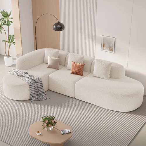 Vista 7 de Sofás sin huesos de 114 pulgadas para sala de estar, sofá seccional modular moderno con chaise, sofá seccional en forma de L tipo nube, no requiere