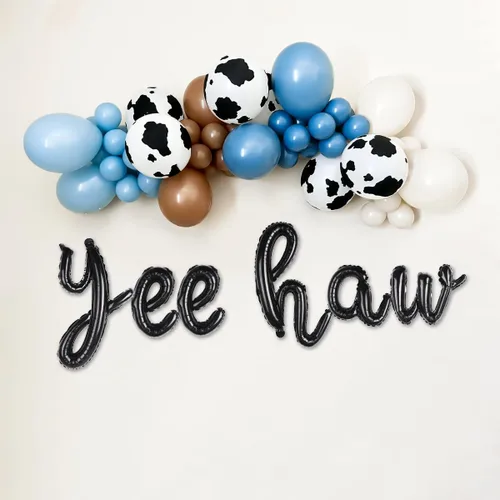 Vista 2 de Yee Haw - Globos para el primer cumpleaños de rodeo de vaquero, pancarta de Yee Haw para decoración de despedida de soltera de vaquera occidental
