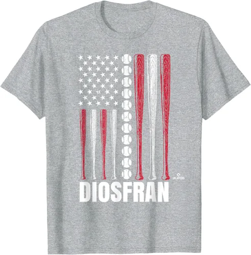 Vista 9 de Baseball American Flag Diosfran Cabeza Prospect Baseball Fan T-Shirt