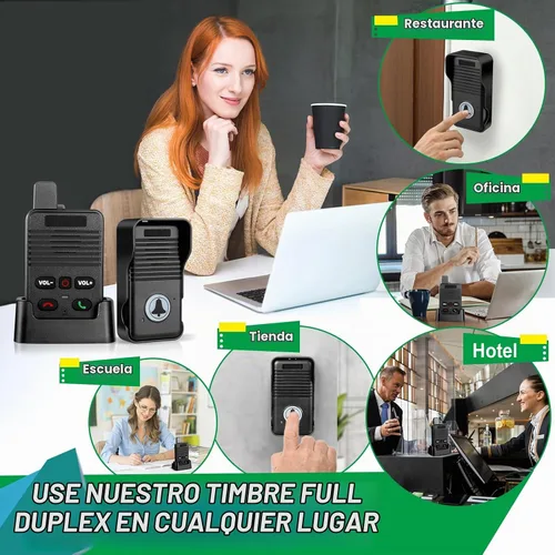 Vista 7 de Timbre inalámbrico, timbre inalámbrico impermeable dúplex completo mejorado, rango de 1000 pies, timbre comunicación bidireccional, 8 niveles