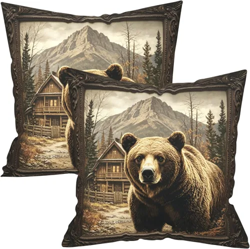 Vista 45 de Funda de almohada de leopardo marrón, 2 fundas de almohada de guepardo de 20 x 20 pulgadas, algodón suave con estampado de animales, fundas de cojín