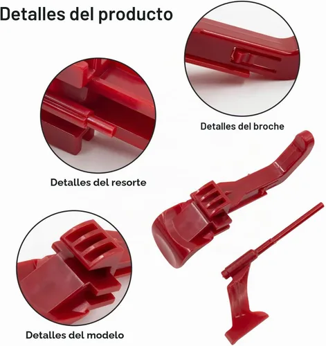 Vista 5 de Clips de cierre de liberación de botón de bote rojo ciclón vacío apto