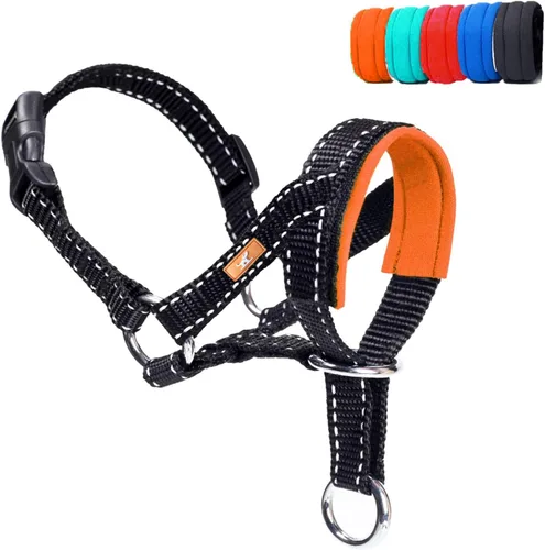 Vista 11 de Collar de cabeza de perro con tela reflectante, arnés ajustable para cabeza de perro para evitar tirones para perros pequeños, medianos y grandes