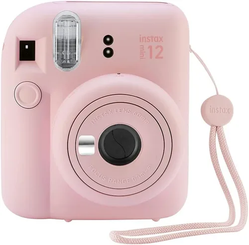 Vista 2 de Fujifilm Cámara instantánea Instax Mini 12 con funda, 20 impresiones de Fujifilm (rosa flor), calcomanías decorativas, marcos, álbum de fotos y más