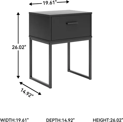 Vista 3 de Signature Design by Ashley Socalle - Mesita de noche moderna con 1 cajón con patas de metal, 26.02 pulgadas de alto, color negro