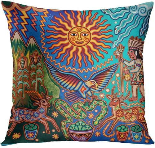 Vista 3 de Britimes - Juego de 4 fundas de almohada decorativas para cama, sofá, sofá, fundas de almohada, 18 x 18 in, 4 unidades Mexicano