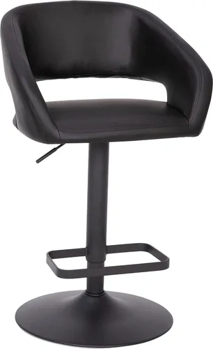 Vista 3 de Taylor & Logan Jenna Taburete giratorio ajustable 360 con base negra en vinilo negro