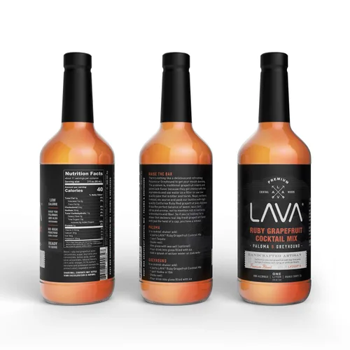 Vista 4 de LAVA Mezcla de margarita delgada prémium y paloma delgada de LAVA Craft Cocktail Co., baja en calorías, mucho sabor y listo para usar, botellas