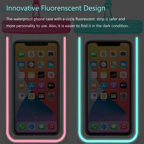 Vista 5 de Funda impermeable para teléfono celular, paquete de 2 bolsas universales impermeables para iPhone/Samsung Galaxy/Pixel, bolsa seca bajo el agua