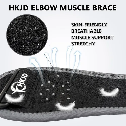 Vista 4 de Codera de codo de tenis para hombres y mujeres, codera de codo para tendinitis y codo de golfistas, codera de codo ajustable para hombres con 2