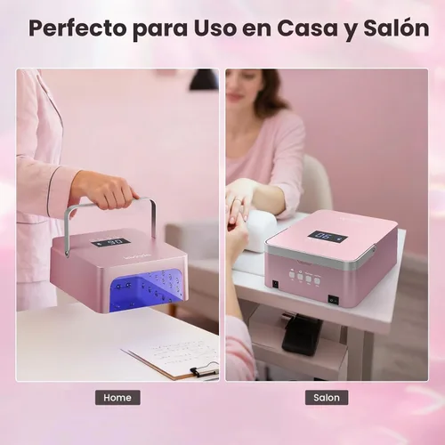 Vista 2 de Lavinda Lámpara de uñas profesional grande de 60 W con mango portátil, secador de uñas UV/LED con características de control de doble temperatura