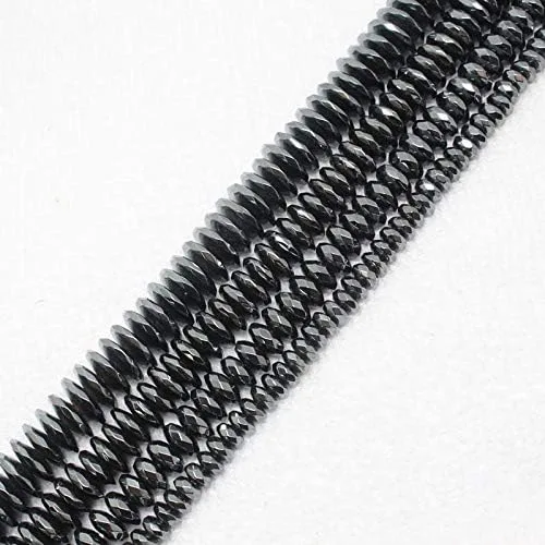 Vista 2 de Calvas 3x4-0.472 in facetado negro natural hematita Ironstone disco ábaco platillo espaciador granos 15" - (color: 0.118x0.472 in)