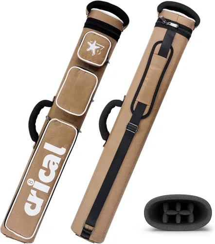 Vista 9 de CRICAL Pool Cue Case 2x4 Hard Pool Stick Case Holds 2 Butts and 4 Shafts for Adults Billiard Cue Case with Soft Shoulder Straps Negro