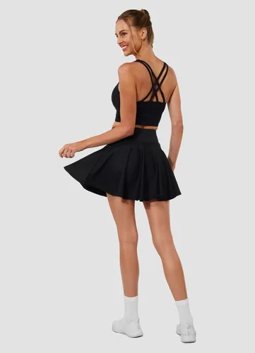 Vista 2 de Hiwzffy Faldas de tenis plisadas para mujer, con control de abdomen, faldas de golf con pantalones cortos, bolsillos, cintura alta, faldas ligeras