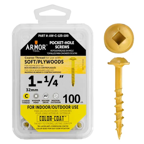 Vista 25 de ARMOR TOOL AP-C-100-100 Tornillos de rosca gruesa de 1 pulgada con revestimiento de color verde y unidad cuadrada
