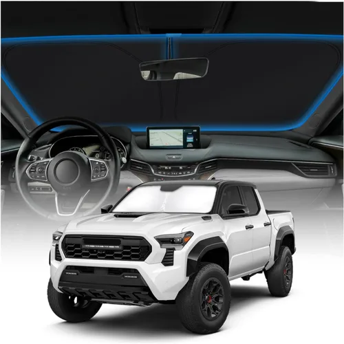 Vista 284 de KUST - Parasol plegable para parabrisas para BMW X1 E84, accesorios 2011 2012 2013 2014 2015, protector de visera de sol ajustable que bloquea