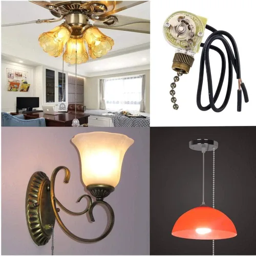 Vista 3 de Zing Ear ZE-109 Interruptor de lámpara de cadena de encendido y apagado para luces de ventilador de techo, color bronce, paquete de 2