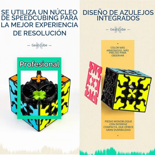 Vista 4 de Cubo de engranajes 3x3 con estructura de engranajes tridimensional, diseño de azulejos incrustados, cubo mágico 3x3x3, rompecabezas y juguetes