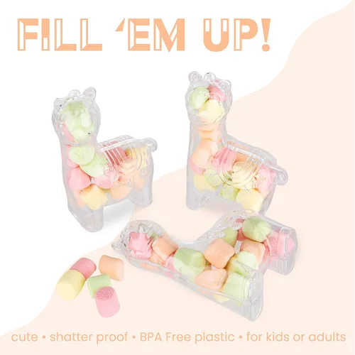 Vista 3 de Hammont Adornos Navideños Transparentes Rellenables – Caja de Regalo de Dulces Navideños Reutilizable en Forma de Alpaca para Decoración del Árbol