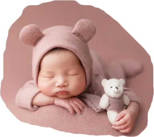 Vista 10 de Zeroest Traje de fotografía para recién nacido, accesorios para sesión de fotos de bebé, accesorios de oso para fotos de bebé recién nacido