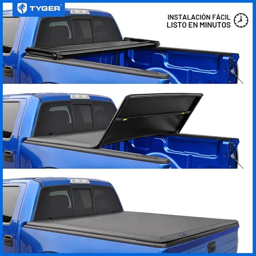 Vista 6 de Tyger Auto T3 - Funda de tonneau de triple pliegue suave para cama de camioneta, compatible con Chevy Silverado 2014-2018 / GMC Sierra 1500