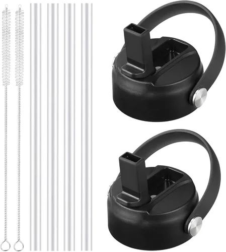 Vista 11 de Tapa de popote RRegeny para Hidromatraz de Boca Ancha 32 40 oz, Tapas con asa flexible compatible con Hidromatraz, Tapa deportiva de repuesto