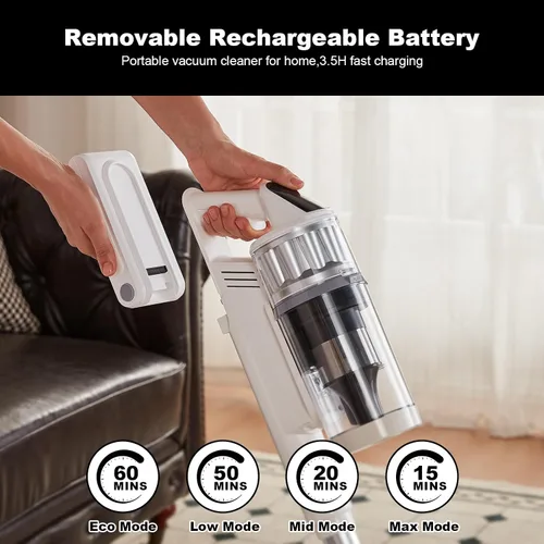 Vista 5 de Aspiradora inalámbrica – Aspiradoras para el hogar, 45 KPA 550 W, portátil, 60 minutos de tiempo de funcionamiento, batería recargable para pelo