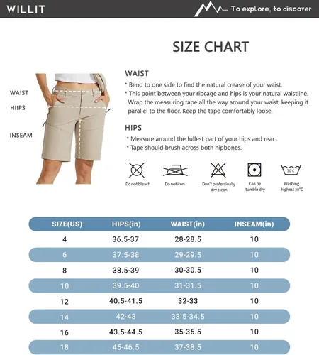 Vista 7 de Willit Women's 10" Hiking Golf Long Shorts Quick Dry Athletic Outdoor Summer Shorts with Pockets