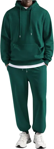 Vista 67 de COOFANDY Conjunto deportivo de 2 piezas para hombre, conjunto deportivo casual con capucha