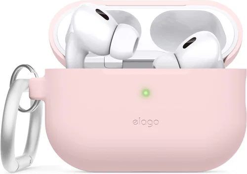 Vista 11 de elago Funda compatible con AirPods Pro 2 (2022), funda de silicona con llavero, LED frontal visible, soporta carga inalámbrica [negro]