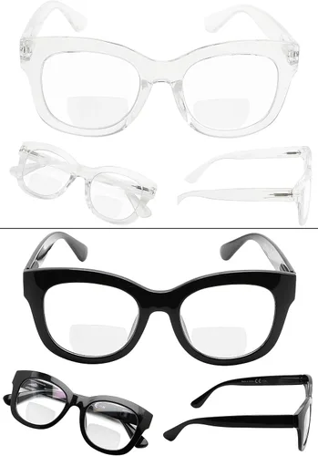 Vista 3 de LUR Gafas de lectura bifocales para mujer, paquete de 4 lectores bifocales