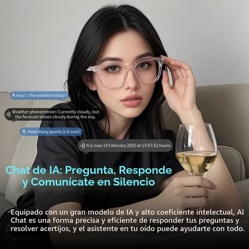 Vista 8 de Gafas inteligentes AI para mujer, gafas Bluetooth de traducción
