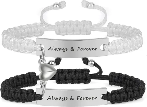 Vista 7 de Pulseras de pareja a juego para novio y novia, pulsera de amistad y relación para mejores amigos, pulseras ajustables de estiramiento de joyería