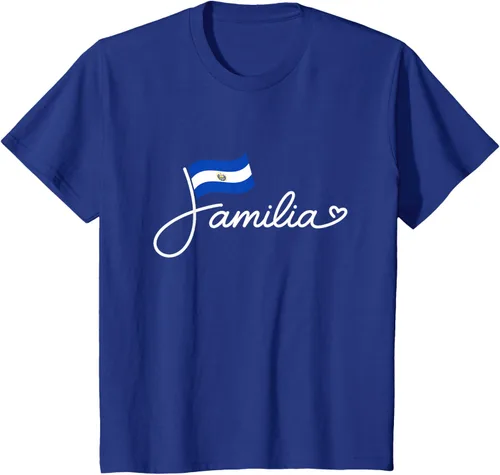 Vista 54 de El Salvador Familia - Camiseta con texto en inglés "La Familia de la Bandera Salvadoreña