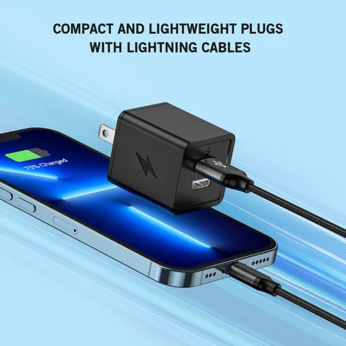 Vista 2 de Paquete de 2 cargadores para iPhone, cargador de pared para iPhone 14, bloque de adaptador USB-A de doble puerto con cable de carga rápida USB A a